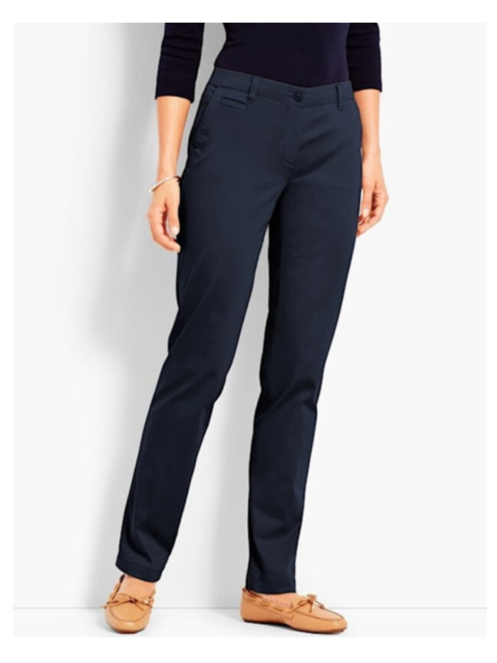 Talbots The Perfect Chino Navy Blue Straight Leg Size 2 Petite NWT